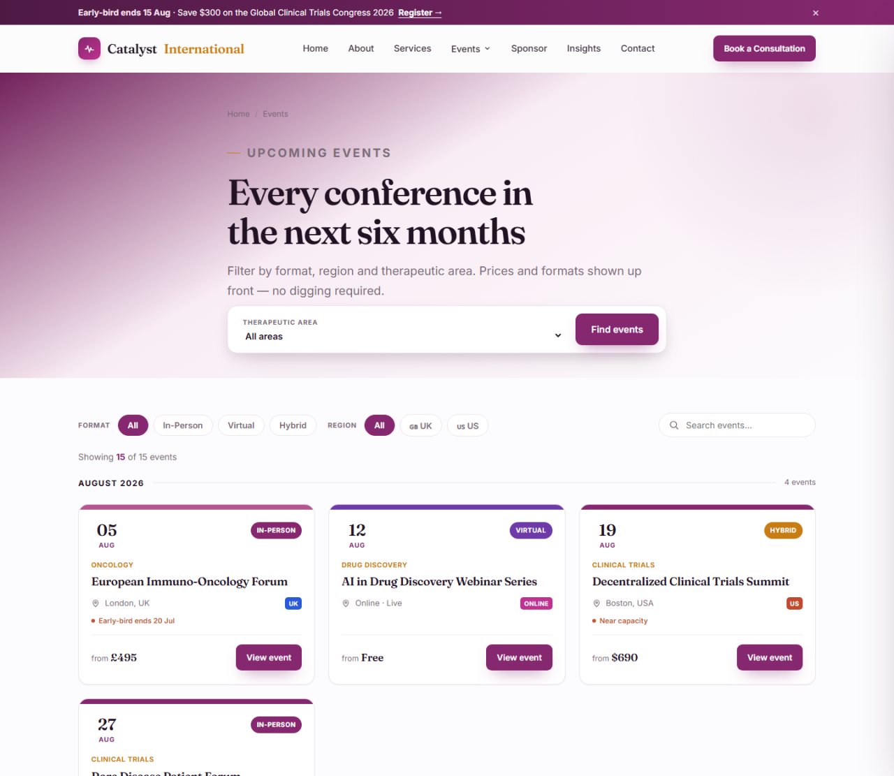 Catalyst events catalog page